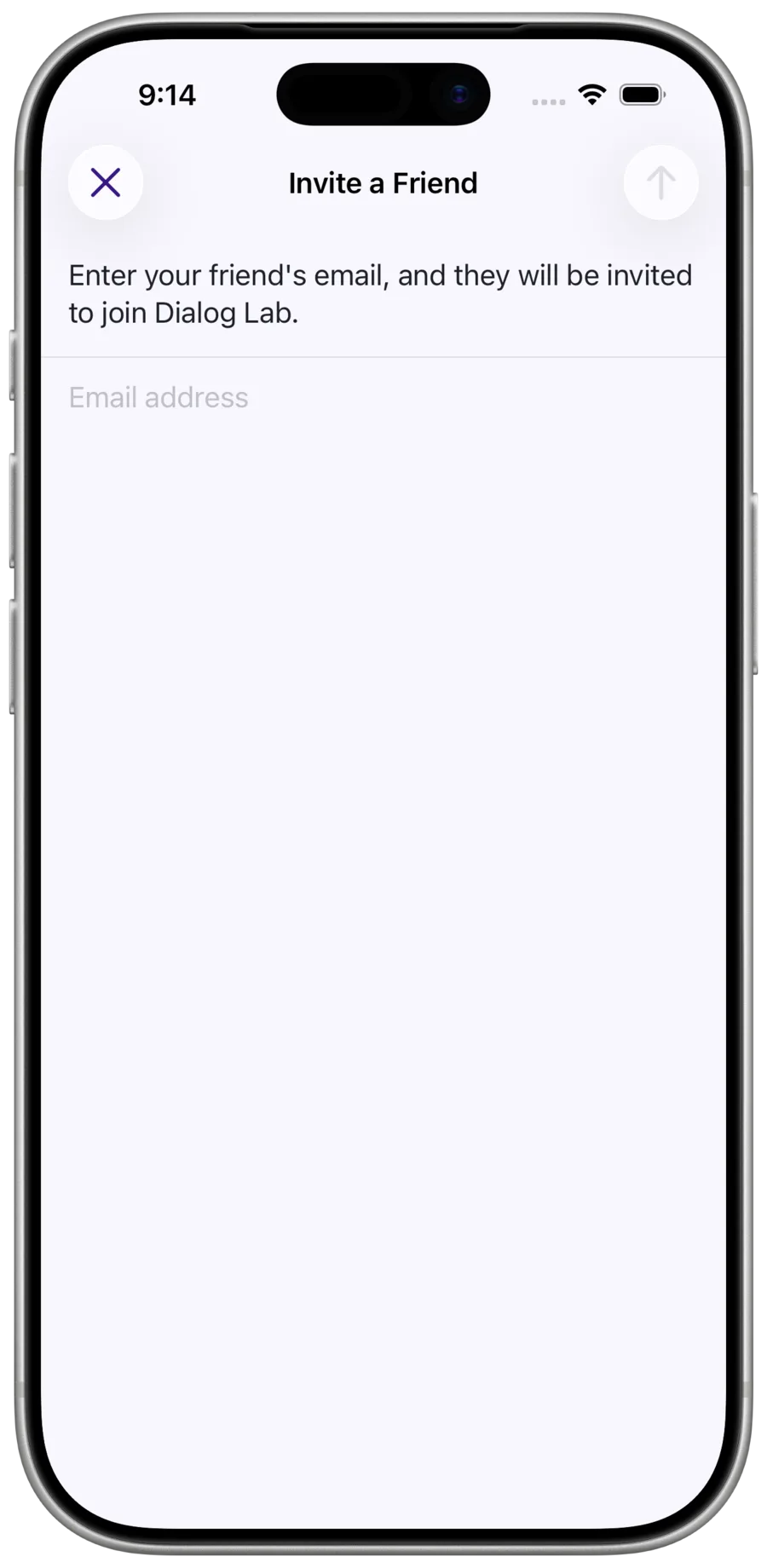 Invite a Friend screen