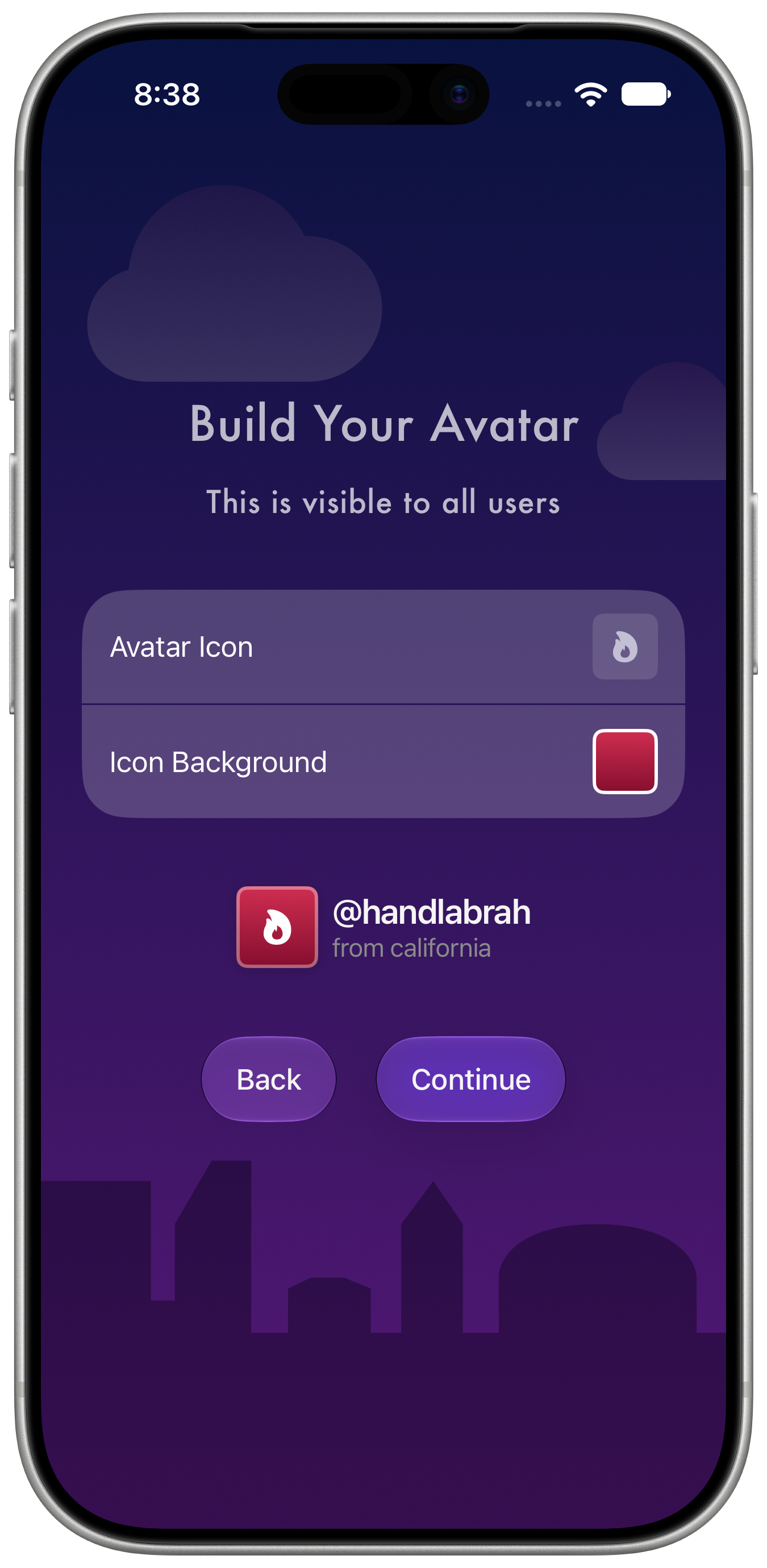 Choose avatar icon and background