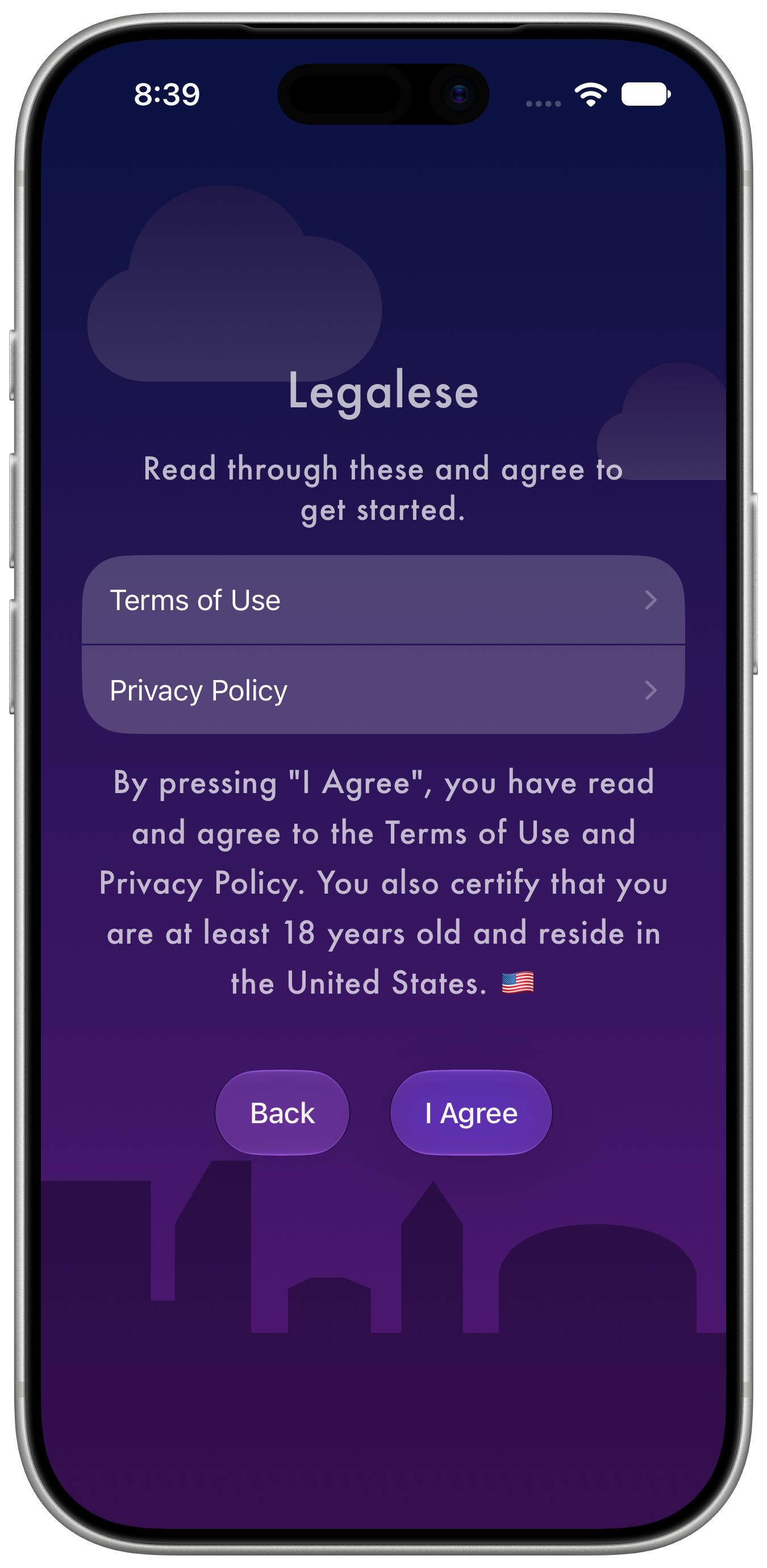 Accept terms during onboarding